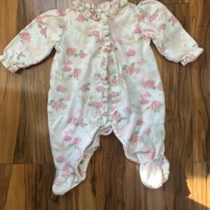 First Impressions Pink and Cream Floral Footie